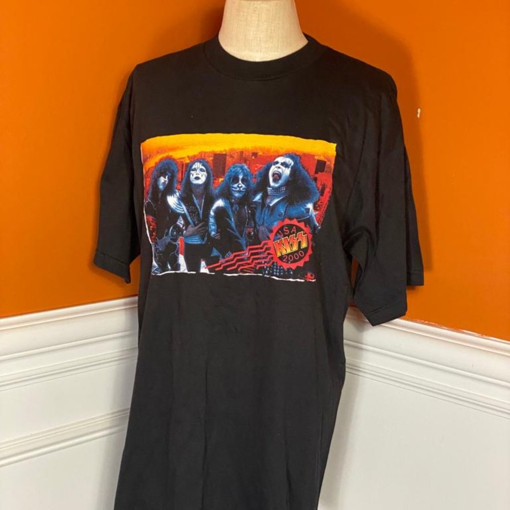 Vintage Kiss Rock Band Farewell 2000 Tour Shirt Size L